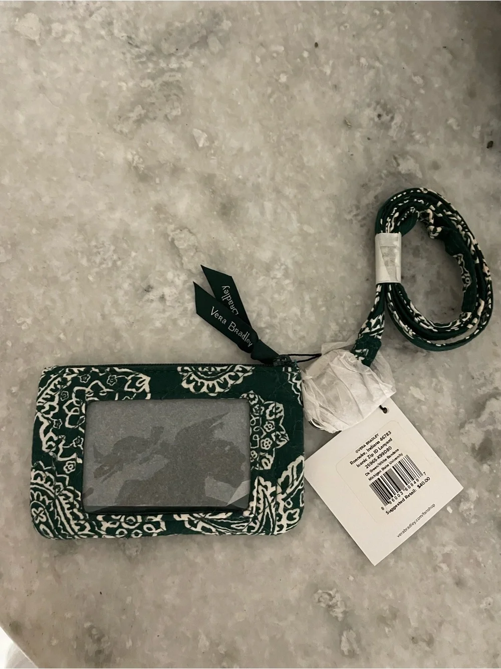 Vera Bradley MI Spartans Collegiate Zip ID Lanyard